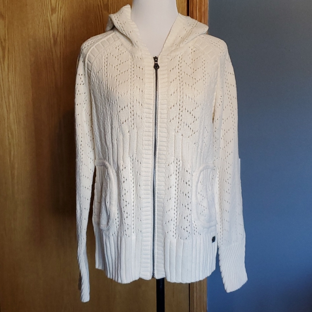 Sweater hooded zip cardigan